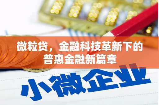 锦州微粒贷，金融科技革新下的普惠金融新篇章