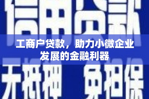 锦州工商户贷款，助力小微企业发展的金融利器
